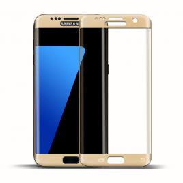 Folie sticla samsung galaxy s7 edge, protectie ecran, gold, acoperire completa