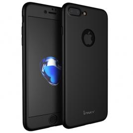 Husa full cover 360° (fata + spate + geam sticla) ipaky pentru apple iphone 7 plus, negru