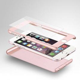 Husa fullbody mystyle rose-gold pentru apple iphone 7 acoperire completa 360 grade cu folie de protectie gratis