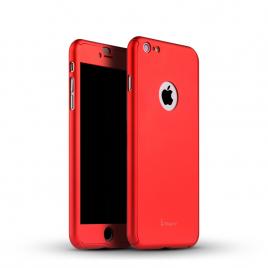 Husa ipaky glamour - full protection 360 decupata - iphone 6 / 6s (red) cu folie protectie ecran
