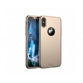 Husa ipaky 360 grade ultra slim compatibila cu iphone x gold folie ecran inclusa