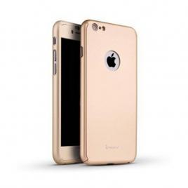 Husa ipaky iphone 6/6s full cover 360 + folie sticla, rose gold