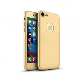 Husa ipaky iphone 7 full cover 360 + folie sticla, gold
