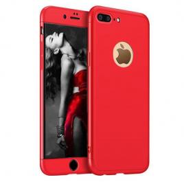 Husa telefon apple iphone 8 plus 360 ofera protectie completa ultrasubtire lux design red + folie sticla