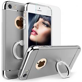 Husa telefon iphone 6/6s plus offera protectie 360° 3in1 ultrasubtire - grey s ring + folie