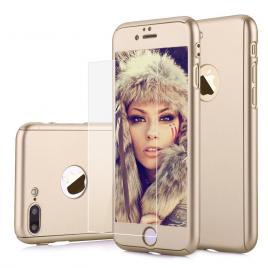 Husa telefon iphone 6/6s ofera protectie 360° ultrasubtire + folie sticla securizata - gold