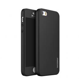 Husa dynamite originala iphone 5 / iphone 5s / iphone se full cover 360 + folie sticla, negru
