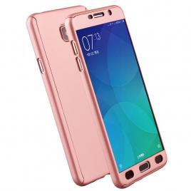 Husa full cover 360° (fata + spate + sticla) pentru samsung galaxy j3 (2017)/j330, rose gold