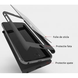 Husa fullbody mystyle black pentru apple iphone 6 / apple iphone 6s cu acoperire completa 360 grade cu folie protectie de sticla gratis
