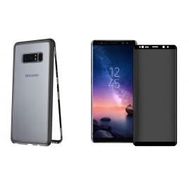 Husa samsung galaxy note 8 magnetica cu spate din sticla securizata si folie privacy pentru ecran, mystyle perfect fit