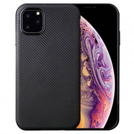 Husa pentru apple iphone 11, glomax perfect fit cu insertii de carbon negru