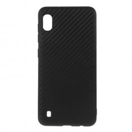 Husa pentru samsung galaxy a10, glomax perfect fit cu insertii de carbon negru