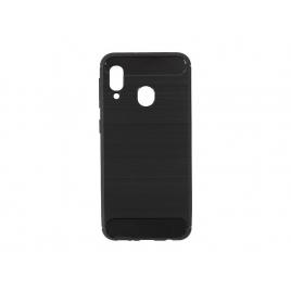 Husa pentru samsung galaxy a20e perfect fit insertii de carbon negre