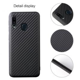 Husa pentru samsung galaxy a30, glomax perfect fit cu insertii de carbon negru