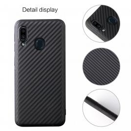 Husa pentru samsung galaxy a40, glomax perfect fit cu insertii de carbon negru