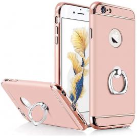 Pachet husa apple iphone 6 plus/6s plus,mystyle elegance luxury 3in1 ring rose-gold, folie de sticla gratis