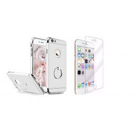 Pachet husa apple iphone 6 plus/6s plus,mystyle elegance luxury 3in1 ring silver, folie de sticla gratis