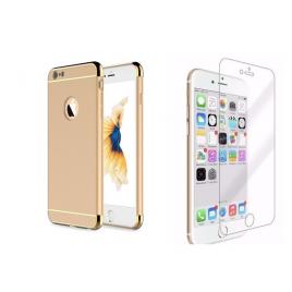 Pachet husa compatibila cu apple iphone 6/6s, luxury gold plated, folie de sticla gratis