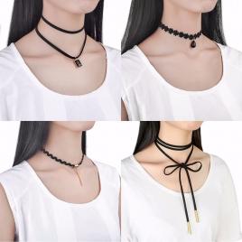 Set 10 coliere pentru gat tip choker mystyle fashion black