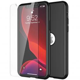 Husa full cover 360° (fata + spate + folie sticla) pentru iphone 11, negru