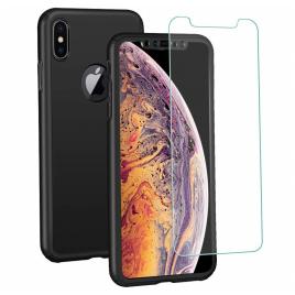 Husa full cover 360° (fata + spate + folie sticla) pentru iphone xs max, negru