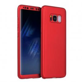 Husa glomax fullbody rosu pentru samsung galaxy s8 plus cu folie de sticla inclusa