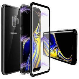 Husa magnetic glass 360° (sticla fata + spate) pentru samsung galaxy s9 plus, negru