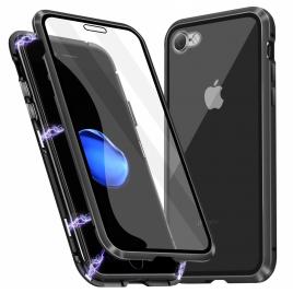 Husa magnetic glass 360° (sticla fata + spate) pentru iphone 7, negru