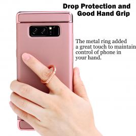 Husa protectie pentru samsung galaxy note 8, luxury rose-gold plated cu inel de sustinere