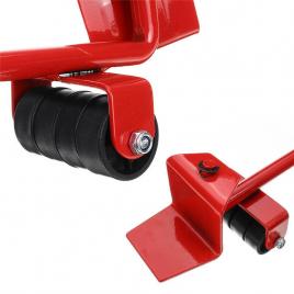 Kit pentru transportat mobila syno, 5 piese, cu role, maximul de greutate 150kg, rosu