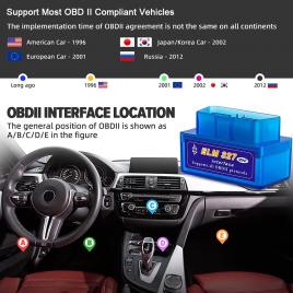 Tester auto mini, obd ii, elm 327, bluetooth