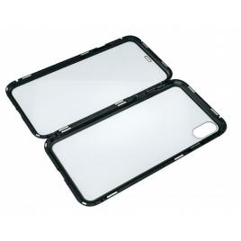 Carcasa din sticla securizata cu rama magnetica pentru iphone xs max, negru-transparent