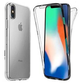 Husa 360 grade full cover silicon compatibila iphone xs max transparenta + folie sticla securizata
