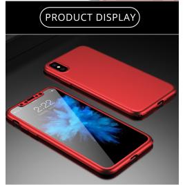 Husa full cover 360° (fata + spate + folie sticla) iphone x, red