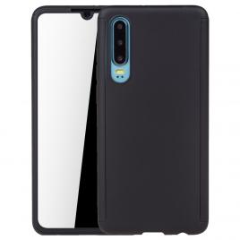 Husa full cover 360° (fata + spate + folie sticla) pentru huawei p30, negru
