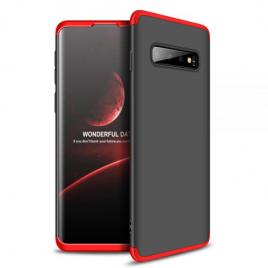 Husa samsung galaxy s10 - protectie 360 grade, 3 in 1, plastic, neagra/rosie