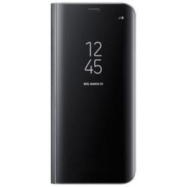 Husa samsung galaxy s9 - flip mirror tip carte, capac translucid, neagra