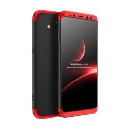 Husa samsung galaxy s9 plus - protectie 360 grade, 3 in 1, plastic, neagra/rosie