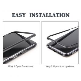 Husa magnetica 360 din sticla fata + spate cu rama metalica iphone xs max
