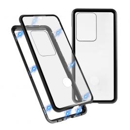 Husa pentru samsung galaxy s20 ultra - sticla fata si spate 360 grade, cadru metalic cu magneti, neagra