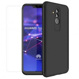 Husa full cover 360° (fata + spate + folie sticla) pentru huawei mate 20 lite, negru