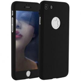 Husa full cover 360° (fata + spate + geam sticla) pentru apple iphone 8, negru