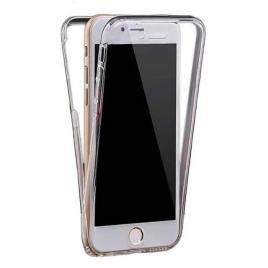 Husa full tpu 360° (fata + spate) pentru apple iphone 7, alb transparent