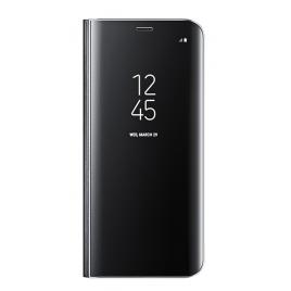Husa protectie flip cover, clear view, mirror, stand, compatibila cu samsung galaxy s9 plus, negru