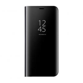 Husa pentru samsung galaxy s10 plus - flip mirror tip carte, capac translucid, neagra