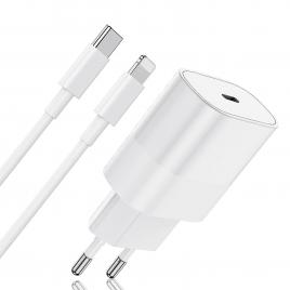 Incarcator fast charge 20w si cablu de date fast charge 1m type-c-lightning, compatibil cu iphone 14 / 14 pro / 14 pro max / 13 / 13 pro / 13 pro max / 12 / 12 pro / 12 pro max / 11 / x / 8 / 7 / 6, alb, sonorh®
