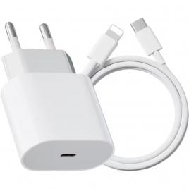 Incarcator pentru iphone 14/13/12/11/pro/pro max/ipad/airpods, cablu de date lightning, fast charge 20w, ambalaj apple, alb/gri