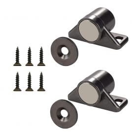 Set 2 incuietori magnetice pentru mobila, pentru incuietorile usilor dulapurilor de pantofi, magnet puternic neodim, cu suruburi, metal, negru