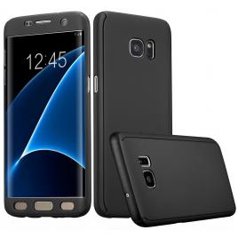 Husa full cover 360 fata + spate pentru samsung galaxy s7 edge, negru