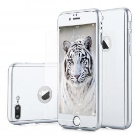 Husa telefon iphone 8 plus ofera protectie 360° ultrasubtire + folie sticla silver